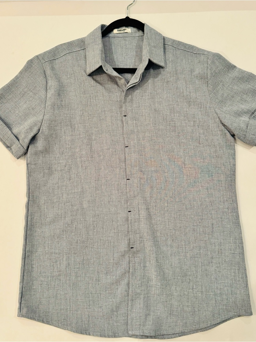 Casual Short-Sleeve Button-Down Shirt in Light Gray